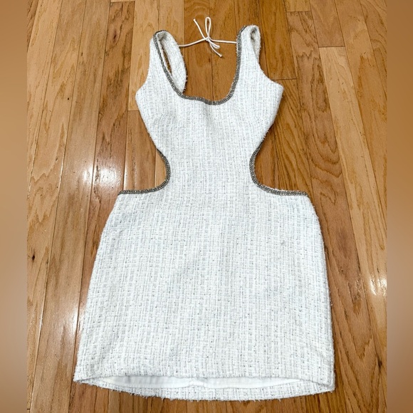 NBD Kenzie Mini Dress in White Tweed Metallic REVOLVE size L - Picture 2 of 12